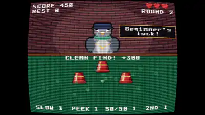 Hustle Pigeon, a cup-shuffling game in the SNES era, made in Sushi Pigeon