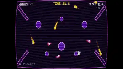 Ricochet Rush gameplay: a small ship dodges bouncing balls